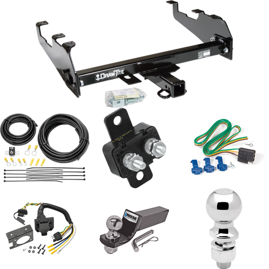 Fits 1986-1989 Dodge W100 Trailer Hitch Tow PKG w/ 7-Way RV Wiring + 2" & 2-5/16" Ball + Drop Mount (For w/Deep Drop Bumper Models) By Draw-Tite