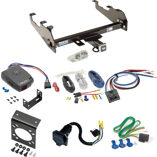 Fits 1981-1993 Dodge W250 Trailer Hitch Tow PKG w/ Pro Series Pilot Brake Control + Generic BC Wiring Adapter + 7-Way RV Wiring (For w/Deep Drop Bumper Models) By Reese Towpower