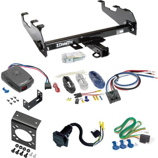 Fits 1963-1966 GMC 3000 Trailer Hitch Tow PKG w/ Pro Series Pilot Brake Control + Generic BC Wiring Adapter + 7-Way RV Wiring (For w/Deep Drop Bumper Models) By Draw-Tite