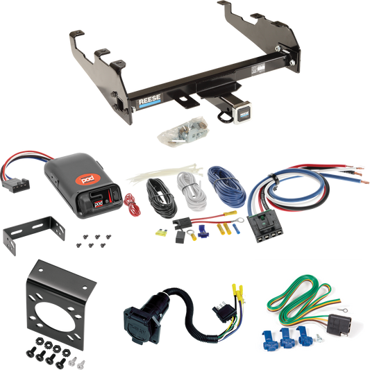 Fits 1969-1970 International 1000D Trailer Hitch Tow PKG w/ Pro Series POD Brake Control + Generic BC Wiring Adapter + 7-Way RV Wiring (For w/Deep Drop Bumper Models) By Reese Towpower