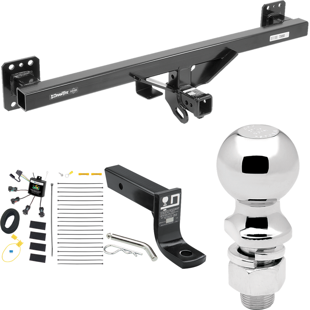 Fits 2007-2016 Audi Q7 Trailer Hitch Tow PKG w/ 4-Flat Zero Contact "No Splice" Wiring + Ball Mount w/ 4" Drop + 2-5/16" Ball By Draw-Tite