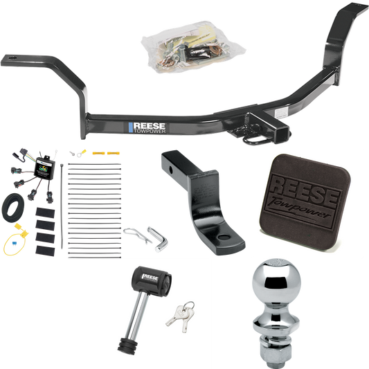 Fits 2001-2005 Honda Civic Trailer Hitch Tow PKG w/ 4-Flat Zero Contact "No Splice" Wiring Harness + Draw-Bar + 1-7/8" Ball + Hitch Cover + Hitch Lock By Reese Towpower