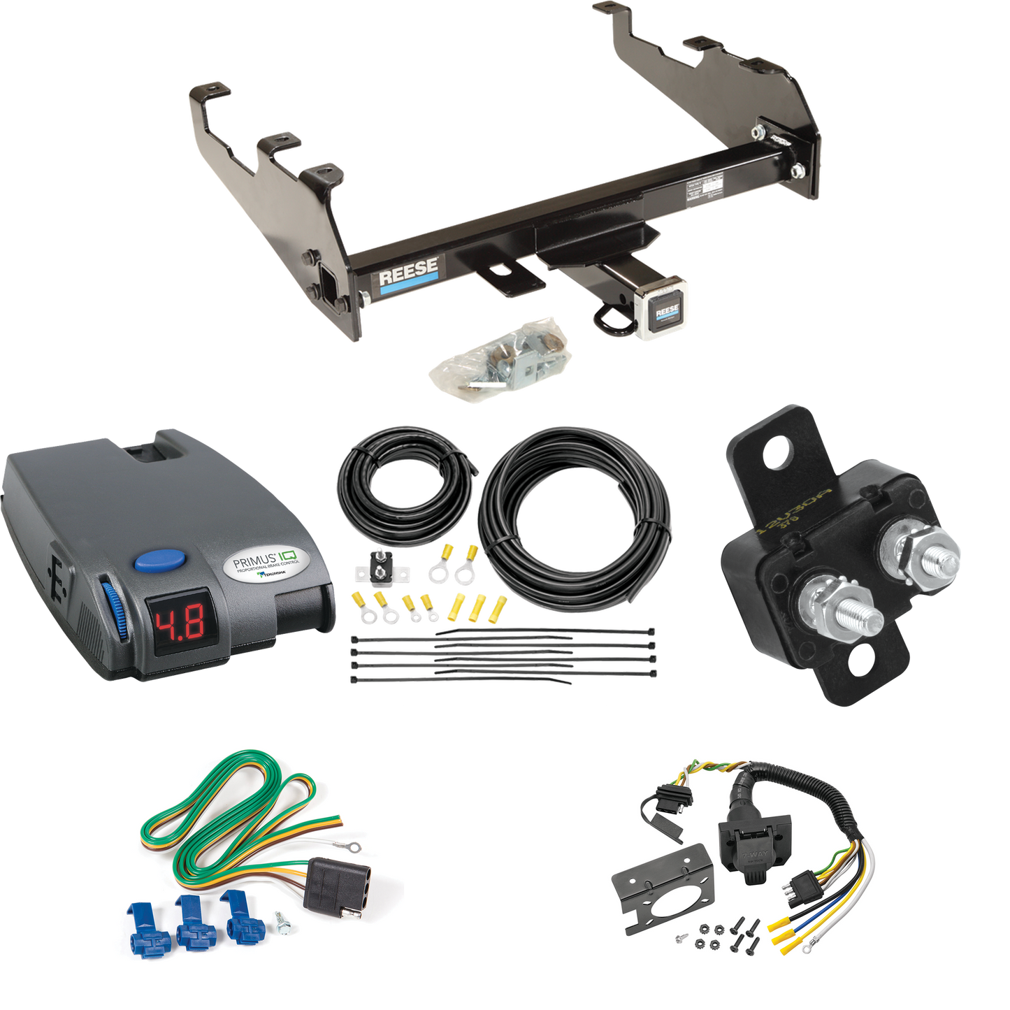 Se adapta al paquete de enganche de remolque Ford Bronco 1978-1986 con control de freno Tekonsha Primus IQ + cableado RV de 7 vías (para modelos con parachoques de caída profunda) de Reese Towpower