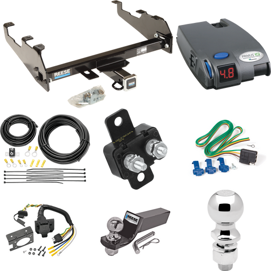 Fits 1989-1997 Ford F Super Duty Trailer Hitch Tow PKG w/ Tekonsha Primus IQ Brake Control + 7-Way RV Wiring + 2" & 2-5/16" Ball & Drop Mount (For Cab & Chassis, w/34" Wide Frames & 161" Wheelbase & w/Deep Drop Bumper Models) By Reese Towpower