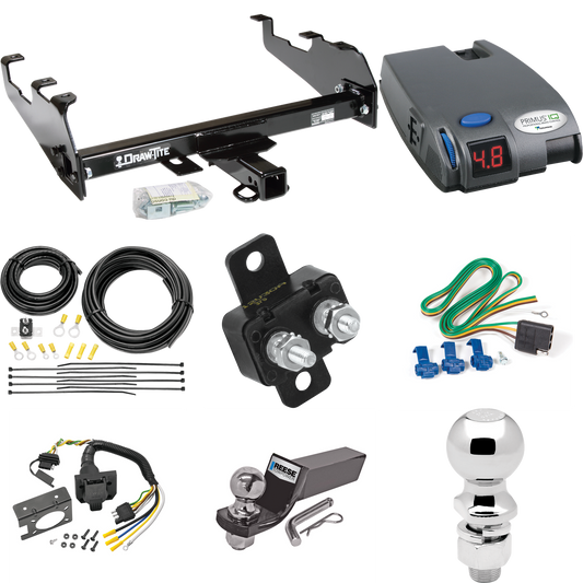 Se adapta al paquete de remolque con enganche de remolque GMC 3500 1963-1966 con control de freno Tekonsha Primus IQ + cableado RV de 7 vías + soporte de bola y caída de 2" y 2-5/16" (para modelos con parachoques de caída profunda) de Draw-Tite