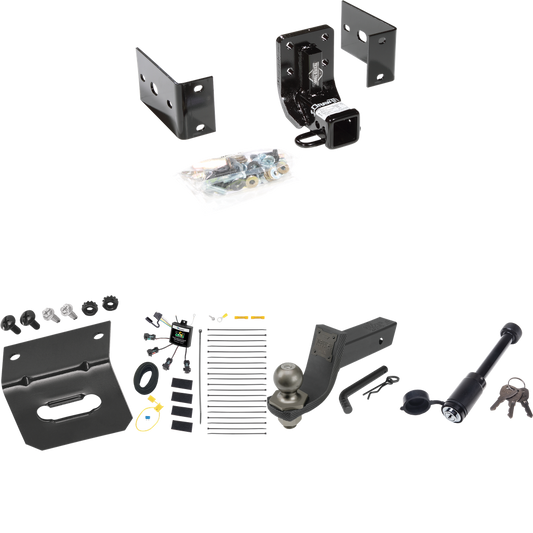 Fits 1999-2001 Mercedes-Benz ML430 Trailer Hitch Tow PKG w/ 4-Flat Zero Contact "No Splice" Wiring + Interlock Tactical Starter Kit w/ 3-1/4" Drop & 2" Ball + Tactical Dogbone Lock + Wiring Bracket By Draw-Tite