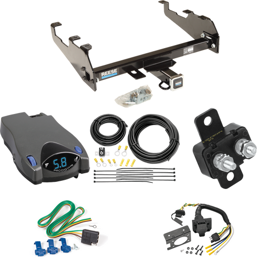 Fits 1977-1993 Dodge W150 Trailer Hitch Tow PKG w/ Tekonsha Prodigy P2 Brake Control + 7-Way RV Wiring (For w/Deep Drop Bumper Models) By Reese Towpower