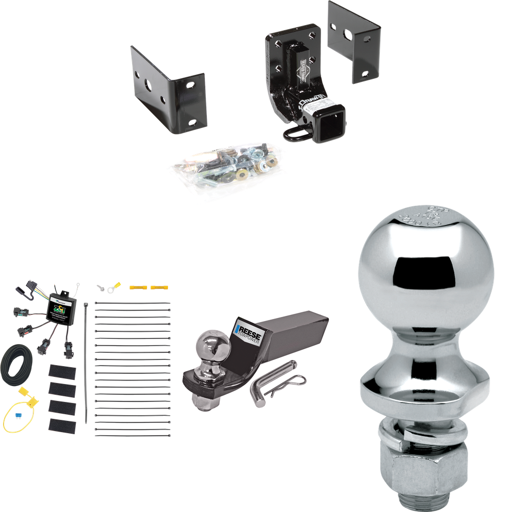 Se adapta al paquete de enganche de remolque Mercedes-Benz ML320 1998-2002 con cableado "sin empalme" de 4 contactos planos cero + kit de montaje de bola inicial con caída de 2" y bola de 2" + bola de 1-7/8" de Draw-Tite