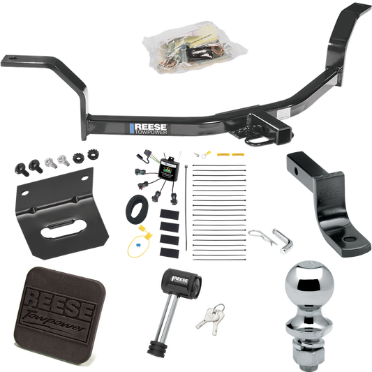 Fits 2001-2005 Honda Civic Trailer Hitch Tow PKG w/ 4-Flat Zero Contact "No Splice" Wiring Harness + Draw-Bar + 1-7/8" Ball + Wiring Bracket + Hitch Cover + Hitch Lock By Reese Towpower