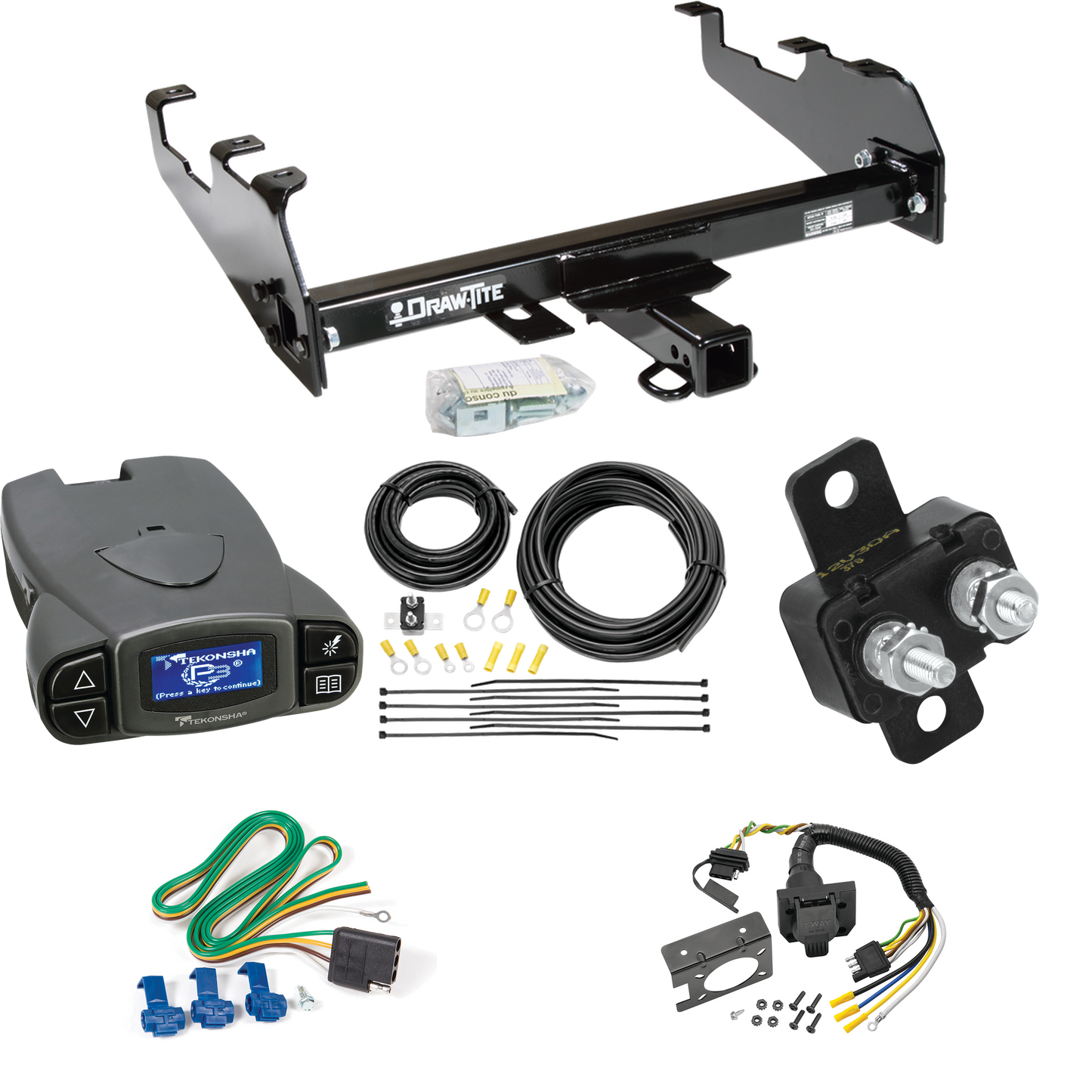 Se adapta al paquete de enganche de remolque Dodge W100 1967-1977 con control de freno Tekonsha Prodigy P3 + cableado RV de 7 vías (para modelos con parachoques de caída profunda) de Draw-Tite