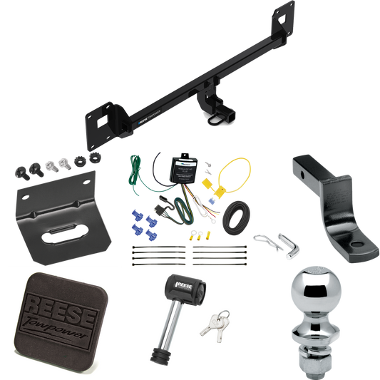 Fits 2018-2022 Volkswagen GTI Trailer Hitch Tow PKG w/ 4-Flat Wiring Harness + Draw-Bar + 1-7/8" Ball + Wiring Bracket + Hitch Cover + Hitch Lock By Reese Towpower