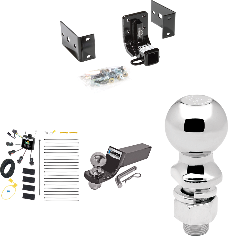 Se adapta al paquete de enganche de remolque Mercedes-Benz ML430 1999-2001 con cableado "sin empalme" de 4 contactos planos cero + kit de montaje de bola de inicio con caída de 2" y bola de 2" + bola de 2-5/16" de Draw-Tite