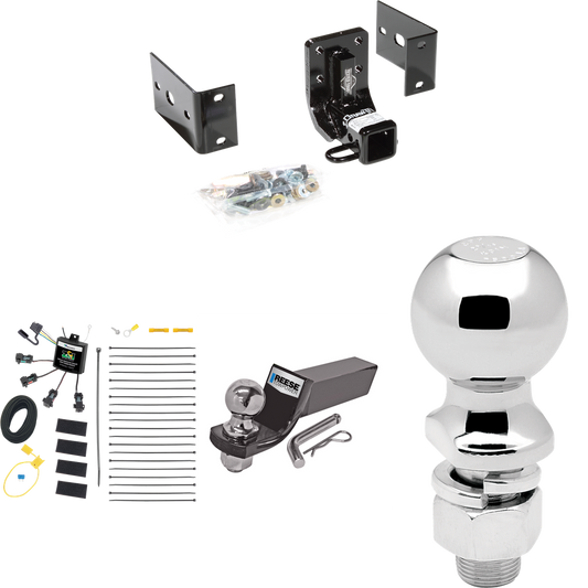 Se adapta al paquete de enganche de remolque Mercedes-Benz ML430 1999-2001 con cableado "sin empalme" de 4 contactos planos cero + kit de montaje de bola de inicio con caída de 2" y bola de 2" + bola de 2-5/16" de Draw-Tite