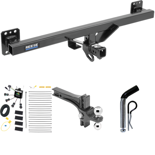 Fits 2011-2018 Porsche Cayenne Trailer Hitch Tow PKG w/ 4-Flat Zero Contact "No Splice" Wiring + Dual Adjustable Drop Rise Ball Ball Mount 2" & 2-5/16" Trailer Balls + Pin/Clip By Reese Towpower