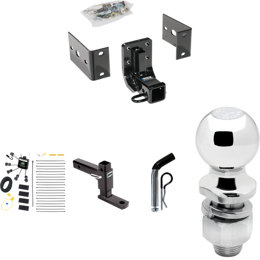 Se adapta al paquete de enganche de remolque Mercedes-Benz ML500 2002-2005 con arnés de cableado de 4 contactos planos "sin empalme" + soporte de bola ajustable + pasador/clip + bola de 2" de Reese Towpower