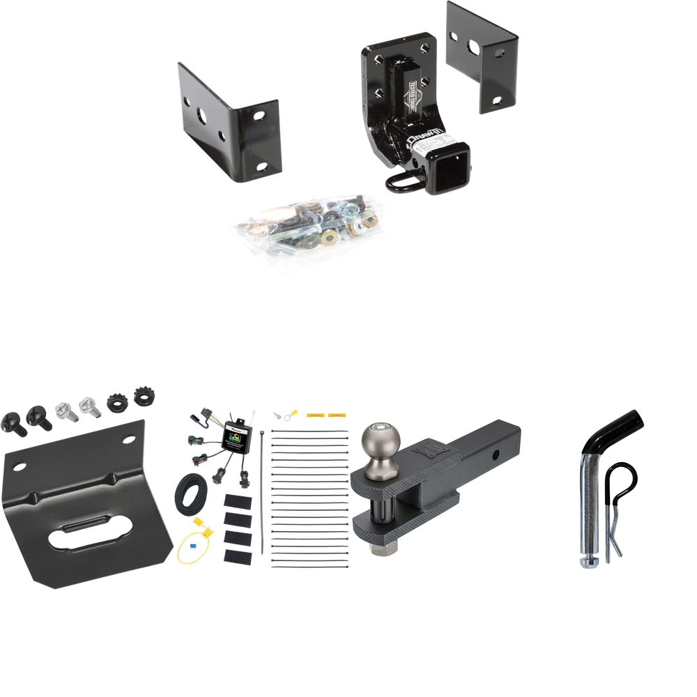 Se adapta al paquete de enganche de remolque Mercedes-Benz ML500 2002-2005 con arnés de cableado de 4 contactos planos "sin empalme" + soporte de bola de enganche de horquilla con bola de 2" + pasador/clip + soporte de cableado de Draw-Tite