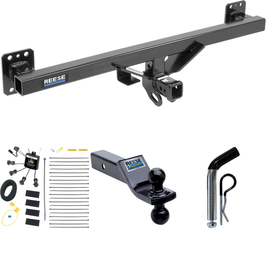 Fits 2007-2016 Audi Q7 Trailer Hitch Tow PKG w/ 4-Flat Zero Contact "No Splice" Wiring + Dual Ball Ball Mount 1-7/8" & 2" Trailer Balls + Pin/Clip By Reese Towpower