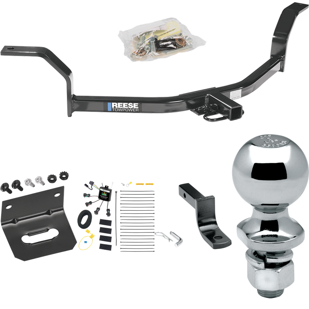 Se adapta al paquete de remolque con enganche de remolque Honda Civic 2001-2005 con arnés de cableado de 4 contactos planos "sin empalme" + barra de tracción + bola de 2" + soporte de cableado de Reese Towpower