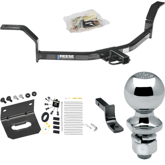 Se adapta al paquete de remolque con enganche de remolque Honda Civic 2001-2005 con arnés de cableado de 4 contactos planos "sin empalme" + barra de tracción + bola de 2" + soporte de cableado de Reese Towpower