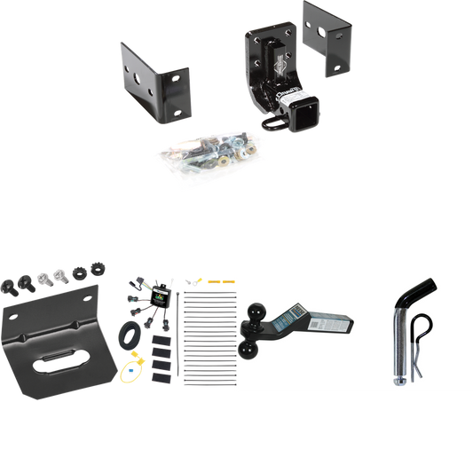 Fits 1999-2001 Mercedes-Benz ML430 Trailer Hitch Tow PKG w/ 4-Flat Zero Contact "No Splice" Wiring Harness + Dual Ball Ball Mount 2" & 2-5/16" Trailer Balls + Pin/Clip +  Wiring Bracket By Draw-Tite