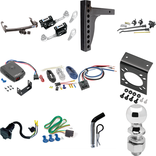 Fits 1979-1982 Dodge D50 Trailer Hitch Tow PKG w/ 12K Trunnion Bar Weight Distribution Hitch + Pin/Clip + Dual Cam Sway Control + 2-5/16" Ball + Pro Series Pilot Brake Control + Generic BC Wiring Adapter + 7-Way RV Wiring By Reese Towpower