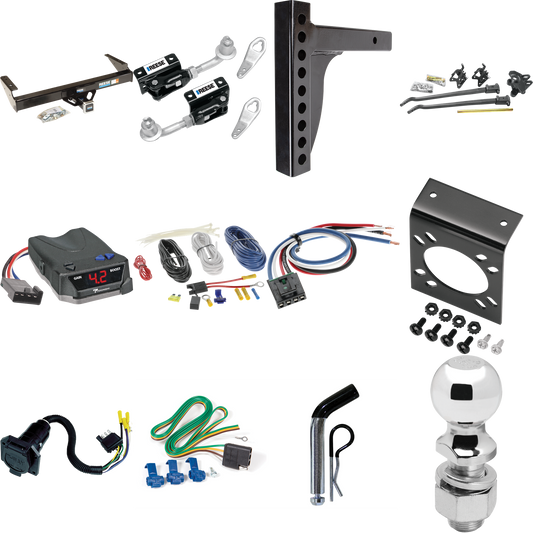 Fits 1971-1980 Dodge D200 Trailer Hitch Tow PKG w/ 12K Trunnion Bar Weight Distribution Hitch + Pin/Clip + Dual Cam Sway Control + 2-5/16" Ball + Tekonsha BRAKE-EVN Brake Control + Generic BC Wiring Adapter + 7-Way RV Wiring By Reese Towpower