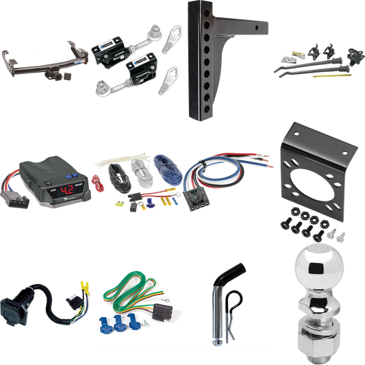 Fits 1971-1993 Dodge D250 Trailer Hitch Tow PKG w/ 12K Trunnion Bar Weight Distribution Hitch + Pin/Clip + Dual Cam Sway Control + 2-5/16" Ball + Tekonsha BRAKE-EVN Brake Control + Generic BC Wiring Adapter + 7-Way RV Wiring By Reese Towpower