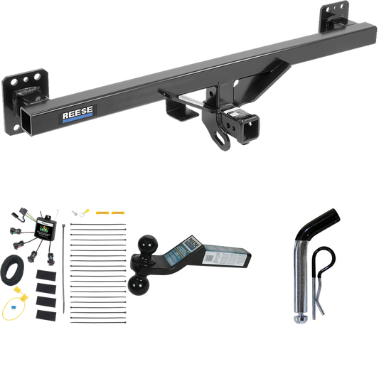 Fits 2007-2016 Audi Q7 Trailer Hitch Tow PKG w/ 4-Flat Zero Contact "No Splice" Wiring + Dual Ball Ball Mount 2" & 2-5/16" Trailer Balls + Pin/Clip By Reese Towpower