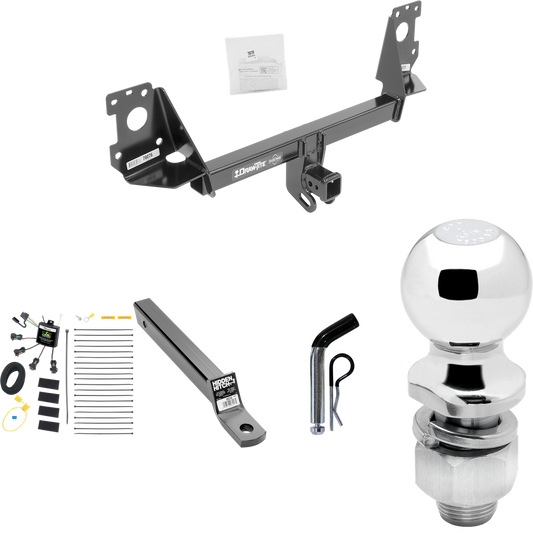 Fits 2017-2023 Audi Q7 Trailer Hitch Tow PKG w/ 4-Flat Zero Contact "No Splice" Wiring + Extended 16" Long Ball Mount w/ 2" Drop + Pin/Clip + 2" Ball By Draw-Tite