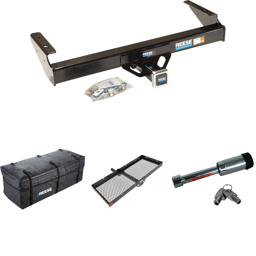 Fits 1978-1996 Ford Bronco Trailer Hitch Tow PKG w/ 48" x 20" Cargo Carrier + Cargo Bag + Hitch Lock By Reese Towpower