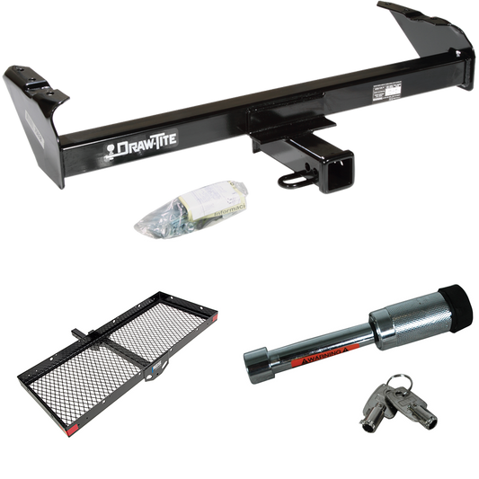 Fits 1980-1986 Ford F-350 Trailer Hitch Tow PKG w/ 48" x 20" Cargo Carrier + Hitch Lock (Excludes: w/Custom Fascia Models) By Draw-Tite