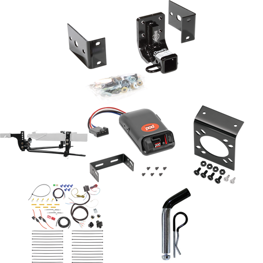 Fits 1999-2001 Mercedes-Benz ML430 Trailer Hitch Tow PKG w/ 6K Round Bar Weight Distribution Hitch w/ 2-5/16" Ball + Pin/Clip + Pro Series POD Brake Control + 7-Way RV Wiring By Draw-Tite