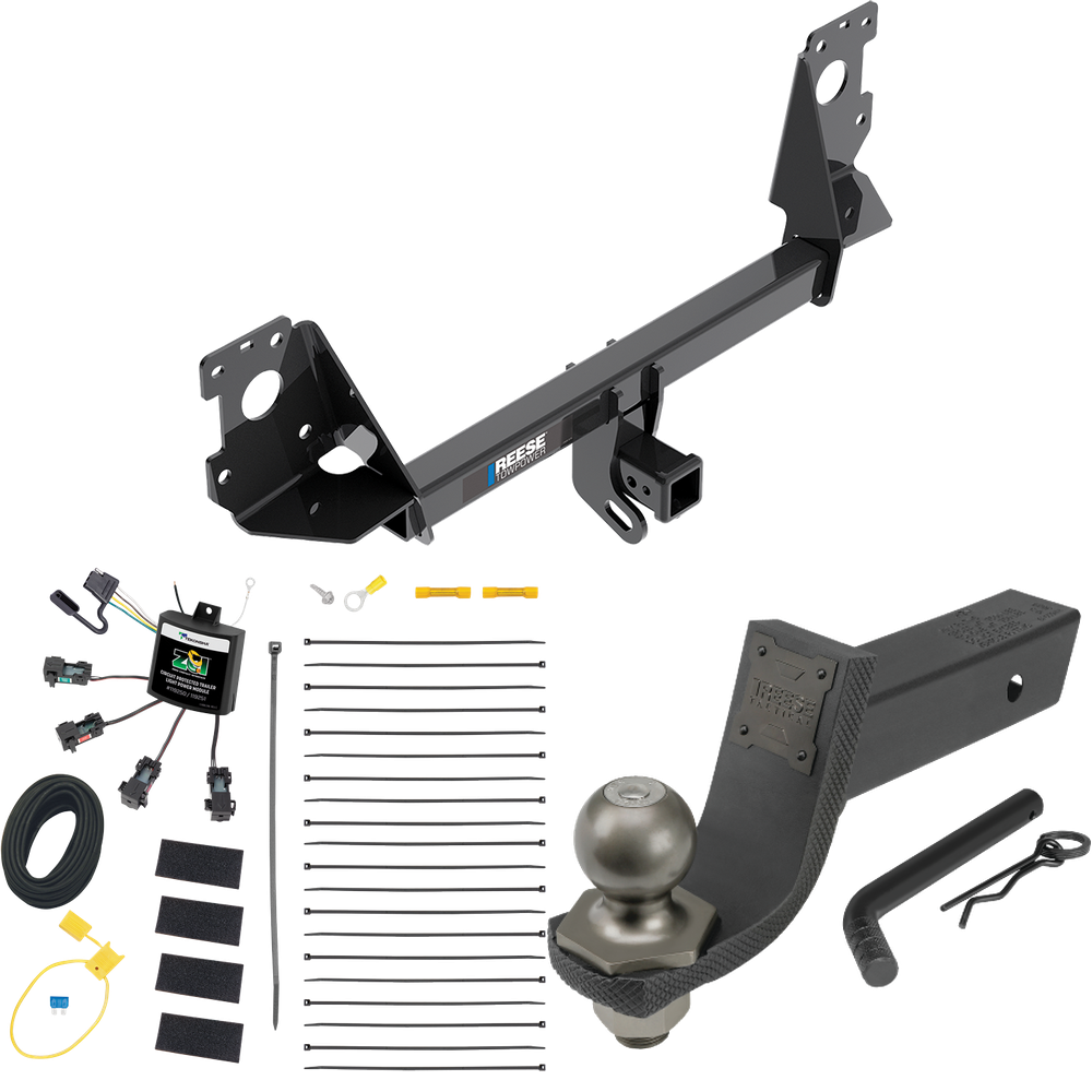 Se adapta al paquete de remolque con enganche de remolque Audi Q7 2017-2023 con cableado "sin empalme" de 4 contactos planos cero + kit de inicio táctico de enclavamiento con caída de 3-1/4" y bola de 2" de Reese Towpower