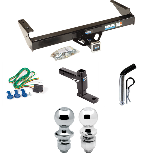 Fits 1975-1979 Ford F-150 Trailer Hitch Tow PKG w/ 4-Flat Wiring + Adjustable Drop Rise Ball Mount + Pin/Clip + 2" Ball + 1-7/8" Ball By Reese Towpower