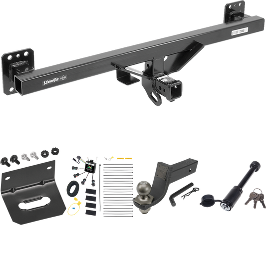 Fits 2007-2016 Audi Q7 Trailer Hitch Tow PKG w/ 4-Flat Zero Contact "No Splice" Wiring + Interlock Tactical Starter Kit w/ 3-1/4" Drop & 2" Ball + Tactical Dogbone Lock + Wiring Bracket By Draw-Tite