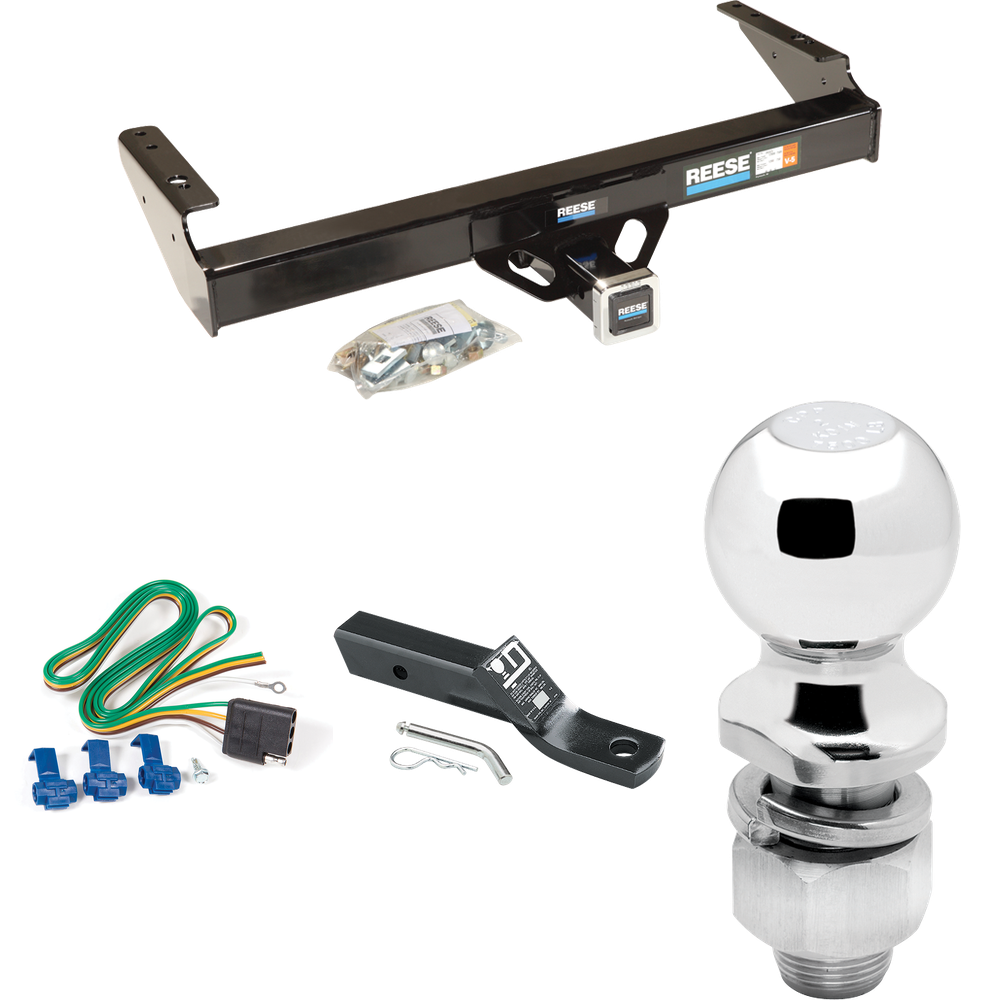 Fits 1978-1996 Ford Bronco Trailer Hitch Tow PKG w/ 4-Flat Wiring + Ball Mount w/ 2" Drop & 2" Ball By Reese Towpower