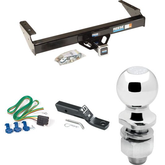 Fits 1978-1996 Ford Bronco Trailer Hitch Tow PKG w/ 4-Flat Wiring + Ball Mount w/ 2" Drop & 2" Ball By Reese Towpower