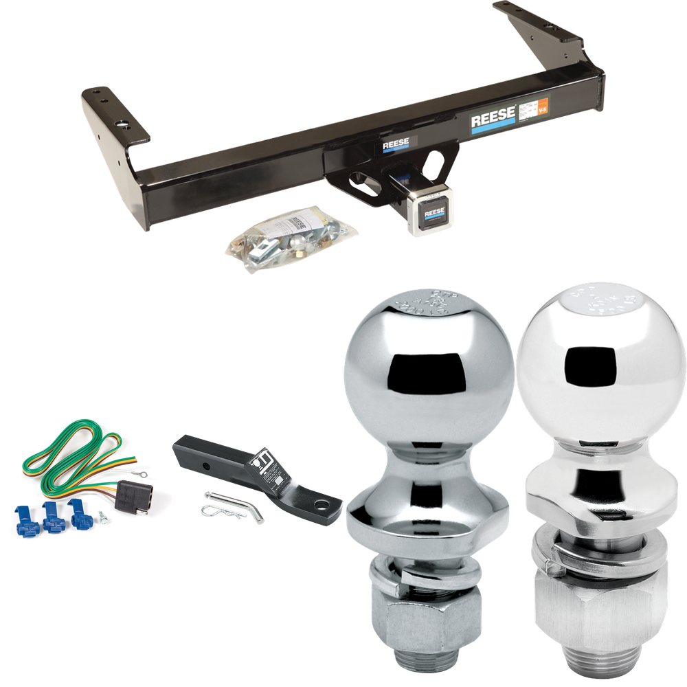 Fits 1975-1979 Ford F-100 Trailer Hitch Tow PKG w/ 4-Flat Wiring + Ball Mount w/ 2" Drop & 2" Ball + 1-7/8" Ball By Reese Towpower