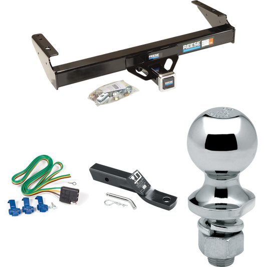 Fits 1975-1979 Ford F-350 Trailer Hitch Tow PKG w/ 4-Flat Wiring + Ball Mount w/ 2" Drop + 1-7/8" Ball By Reese Towpower