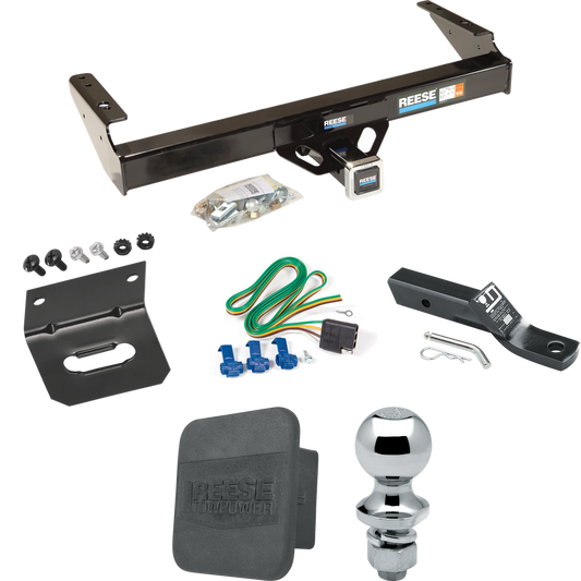 Fits 1978-1996 Ford Bronco Trailer Hitch Tow PKG w/ 4-Flat Wiring + Ball Mount w/ 2" Drop + 1-7/8" Ball + Wiring Bracket + Hitch Cover By Reese Towpower