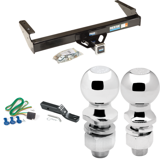 Fits 1980-1986 Ford F-250 Trailer Hitch Tow PKG w/ 4-Flat Wiring + Ball Mount w/ 2" Drop + 2" Ball + 2-5/16" Ball (Excludes: w/Custom Fascia Models) By Reese Towpower