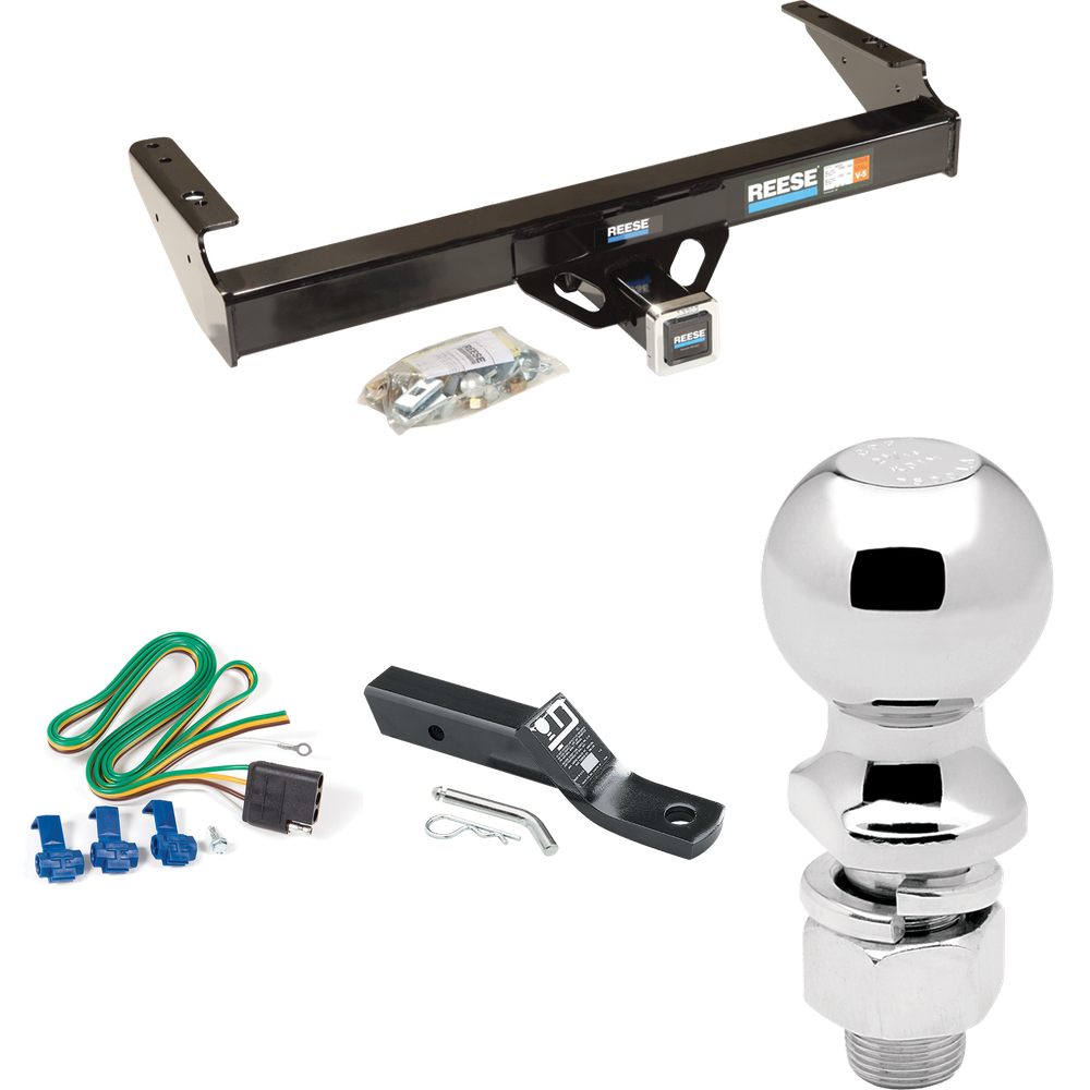 Fits 1981-1993 Dodge W250 Trailer Hitch Tow PKG w/ 4-Flat Wiring + Ball Mount w/ 2" Drop + 2-5/16" Ball By Reese Towpower