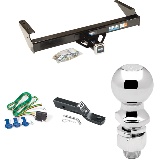 Fits 1981-1993 Dodge W250 Trailer Hitch Tow PKG w/ 4-Flat Wiring + Ball Mount w/ 2" Drop + 2-5/16" Ball By Reese Towpower