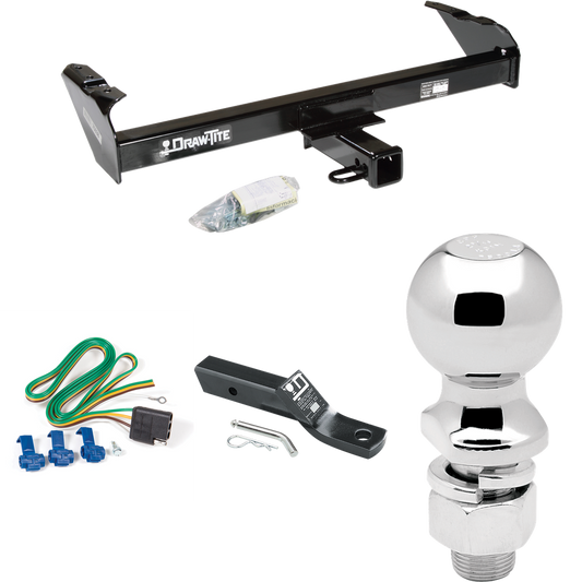 Fits 1980-1986 Ford F-350 Trailer Hitch Tow PKG w/ 4-Flat Wiring + Ball Mount w/ 2" Drop + 2-5/16" Ball (Excludes: w/Custom Fascia Models) By Draw-Tite