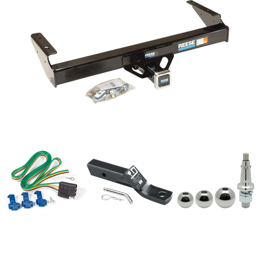 Fits 1978-1996 Ford Bronco Trailer Hitch Tow PKG w/ 4-Flat Wiring + Ball Mount w/ 2" Drop + Interchangeable Ball 1-7/8" & 2" & 2-5/16" By Reese Towpower