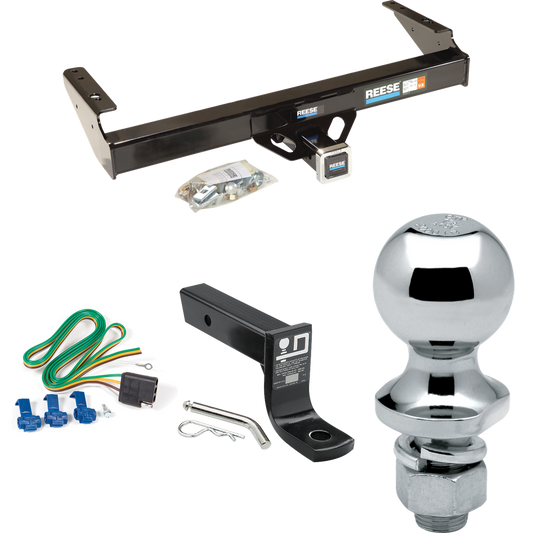 Fits 1971-1980 Dodge W200 Trailer Hitch Tow PKG w/ 4-Flat Wiring + Ball Mount w/ 4" Drop + 1-7/8" Ball By Reese Towpower