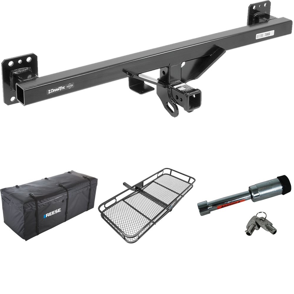 Fits 2007-2016 Audi Q7 Trailer Hitch Tow PKG w/ 60" x 24" Cargo Carrier + Cargo Bag + Hitch Lock By Draw-Tite