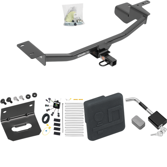 Fits 2010-2014 Volkswagen GTI Trailer Hitch Tow PKG w/ 4-Flat Zero Contact "No Splice" Wiring Harness + Hitch Cover + Hitch Lock (For Hatchback Models) By Draw-Tite