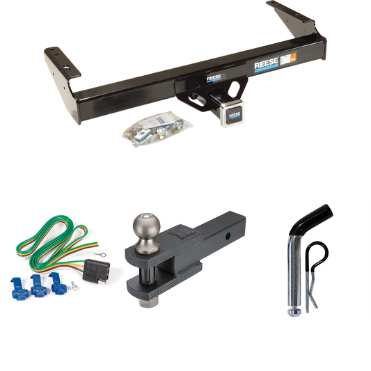 Fits 1980-1986 Ford F-350 Trailer Hitch Tow PKG w/ 4-Flat Wiring + Clevis Hitch Ball Mount w/ 2" Ball + Pin/Clip (Excludes: w/Custom Fascia Models) By Reese Towpower