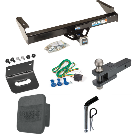 Fits 1981-1993 Dodge W250 Trailer Hitch Tow PKG w/ 4-Flat Wiring + Clevis Hitch Ball Mount w/ 2" Ball + Pin/Clip + Wiring Bracket + Hitch Cover By Reese Towpower